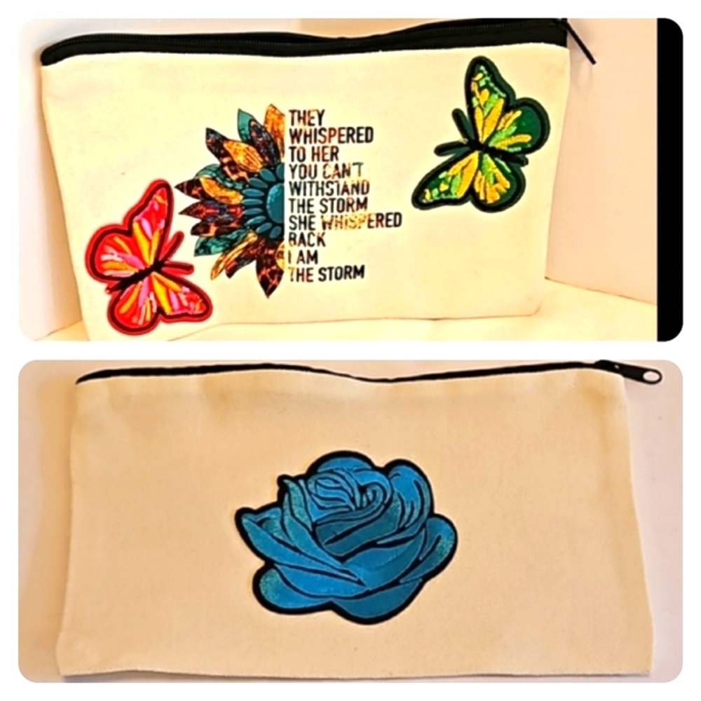 Hand Crafted Canvas Cosmetic Bag Pencil Case Embroidery